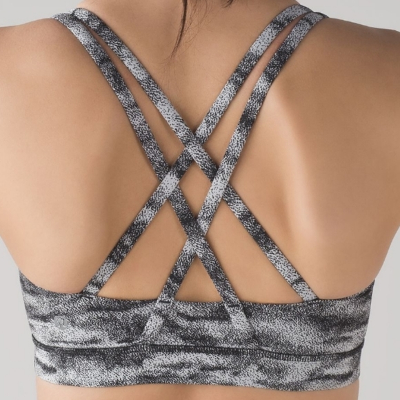 Lululemon Energy Sports Bra Power Luxtreme Hazy Days Black White Strappy Back 10 - Picture 3 of 9